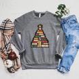 Snowy Book Tree Christmas For Readers And Librarians Raglan Sleeve Sweatshirt Deep Heather
