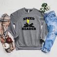 Speed Reader Book Lover Reading Raglan Sleeve Sweatshirt Deep Heather