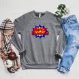 Super Grandpa Comic Book Style Superhero Raglan Sleeve Sweatshirt Deep Heather