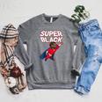 Superhero Pride Comic Book Lover African American Dad Raglan Sleeve Sweatshirt Deep Heather