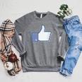 Thumbs Up Like Face Book Icon Raglan Sleeve Sweatshirt Deep Heather