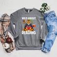 Tiger Reading Book Wearing Glasses Library Animal Raglan Sleeve Sweatshirt Deep Heather