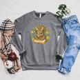 Triceratops Dinosaur Reading Book Flowers Floral Raglan Sleeve Sweatshirt Deep Heather