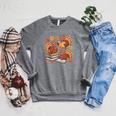 Turkey Reading Books Fall Thanksgiving Teacher Librarian Raglan Sleeve Sweatshirt Deep Heather