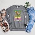 Unearth A Story T Rex Reading Book Floral Summer Reading Raglan Sleeve Sweatshirt Deep Heather