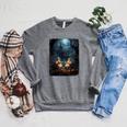 Vintage Boo Halloween Camping Reading Teacher Books Ghost Raglan Sleeve Sweatshirt Deep Heather