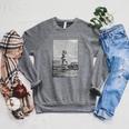 Vintage Captain Nemo Book Illustration 1871 Raglan Sleeve Sweatshirt Deep Heather