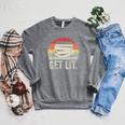 Vintage Retro Get Lit With Books Book Reading Lover Raglan Sleeve Sweatshirt Deep Heather