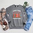When I Think About Books I Touch My Shelf Bookworm Lovers Raglan Sleeve Sweatshirt Deep Heather