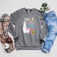 A Whole Llama Learning Going On Book Reading School Llama Raglan Sleeve Sweatshirt Deep Heather