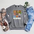 Wild About Reading Book Lover Bookworm Library Day Raglan Sleeve Sweatshirt Deep Heather