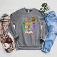 Wild About Reading Books Reader Bookworm Animals Book Lover Raglan Sleeve Sweatshirt Deep Heather