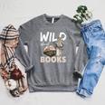 Wild About Reading Owl Wild About Books Librarian Girls Boys Premium Tri-Blend Raglan Sleeve Sweatshirt Deep Heather