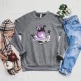 Witch Ghost Cat Skull Magic Books Raglan Sleeve Sweatshirt Deep Heather