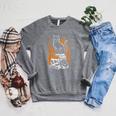 Witchy Creepy Goth Cat Skull Flames Occult Magic Books Raglan Sleeve Sweatshirt Deep Heather