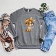 Women's Baby Lizard Small Book Reading Reptile Graphic Portrait Raglan Sleeve Sweatshirt Deep Heather