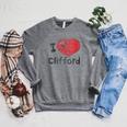 Women's Clifford The Big Red Dog I Heart Clifford Childrens Books Raglan Sleeve Sweatshirt Deep Heather