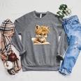 Women's Cute Fox Reading Book Lover Animal Graphic Baby Portrait Raglan Sleeve Sweatshirt Deep Heather Women's Cute Fox Reading Book Lover Animal Graphic Baby Portrait Raglan Sleeve Sweatshirt Deep Heather