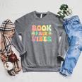 Women's Library Book Fair Vibe Groovy Retro School Reading Nostalgic Raglan Sleeve Sweatshirt Deep Heather