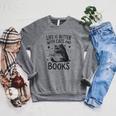 Women's Life Is Better With Cats And Books Cat Raglan Sleeve Sweatshirt Deep Heather