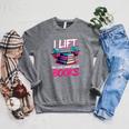 Women's I Lift So I Can Carry More Books Reader Gym Book Lover Raglan Sleeve Sweatshirt Deep Heather