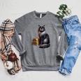 Women's Smokey Maine Coon Cat Book Lover Raglan Sleeve Sweatshirt Deep Heather Women's Smokey Maine Coon Cat Book Lover Raglan Sleeve Sweatshirt Deep Heather