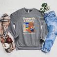 Women's Unearth A Story Reading Mammoth Prehistoric Book Librarian Raglan Sleeve Sweatshirt Deep Heather