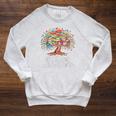 100th Day Of School Books Tree Reading Raglan Sleeve Sweatshirt Heather Mustard