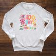 100th Day Of School Teacher Floral 100 Days In The Books Raglan Sleeve Sweatshirt Heather Mustard