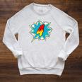 4-4th Birthday Superhero Four Years Old Comic Book Raglan Sleeve Sweatshirt Heather Mustard