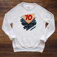 71st Birthday Comic Book Hero Born In 1954 Raglan Sleeve Sweatshirt Heather Mustard