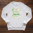 You Are Affirmations Goose StPatrick's Day Book Teacher Raglan Sleeve Sweatshirt Heather Mustard