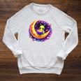 Alien Reading Book UFO Moon Space Astronomy Raglan Sleeve Sweatshirt Heather Mustard