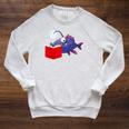 Anglerfish Reading Book Raglan Sleeve Sweatshirt Heather Mustard