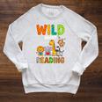 Animal Print For Boys Girls Kids Wild About Reading Books Raglan Sleeve Sweatshirt Heather Mustard Animal Print For Boys Girls Kids Wild About Reading Books Raglan Sleeve Sweatshirt Heather Mustard