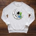 Astronaut Alien Reading Book Moon Space Raglan Sleeve Sweatshirt Heather Mustard