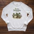 Avoiding Shenanigans Irish St Patricks Day Book Reader Raglan Sleeve Sweatshirt Heather Mustard