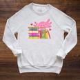 Axolotl Book Reading Librarian English Teacher For Men Women Kids Raglan Sleeve Sweatshirt Heather Mustard