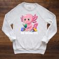 Axolotl Reading Book Readsalotl Kawaii Axolotl Book Bookworm Raglan Sleeve Sweatshirt Heather Mustard