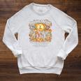 ON Back Book Of Revelation 4 Horsemen Of The Apocalypse Raglan Sleeve Sweatshirt Heather Mustard