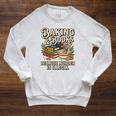 Baking And Books Because Murder Is Illegal Sarcastic Performance Raglan Sleeve Sweatshirt Heather Mustard