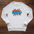 Bang Comic Book Sound Effect Bubble Graphic Tee Shirt Raglan Sleeve Sweatshirt Heather Mustard