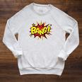 BANG Pop Art Comic Book Speech Bubbles Street Graffiti Art Raglan Sleeve Sweatshirt Heather Mustard