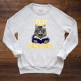 Banned Books Cat Reader Anti-Censorship Raglan Sleeve Sweatshirt Heather Mustard
