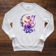 Beautiful Book Fairy Reading Crescent Moon Gothic Bookish Raglan Sleeve Sweatshirt Heather Mustard
