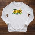 BOING Pop Art Comic Book Speech Bubbles Street Graffiti Art Raglan Sleeve Sweatshirt Heather Mustard