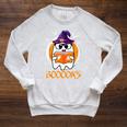 Boo Boooks Ghost Book Reading Halloween 2025 Teacher Raglan Sleeve Sweatshirt Heather Mustard