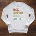 Book Chapter Verse Christian Bible Reformed Theology Raglan Sleeve Sweatshirt Heather Mustard