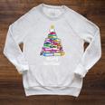 Book Christmas Tree Xmas Lights Librarian Merry Christmas Raglan Sleeve Sweatshirt Heather Mustard