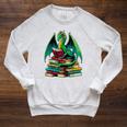 Book Dragon Reading Books Raglan Sleeve Sweatshirt Heather Mustard